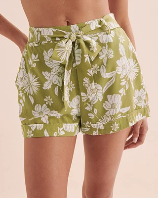 Short à taille élastique fleurs