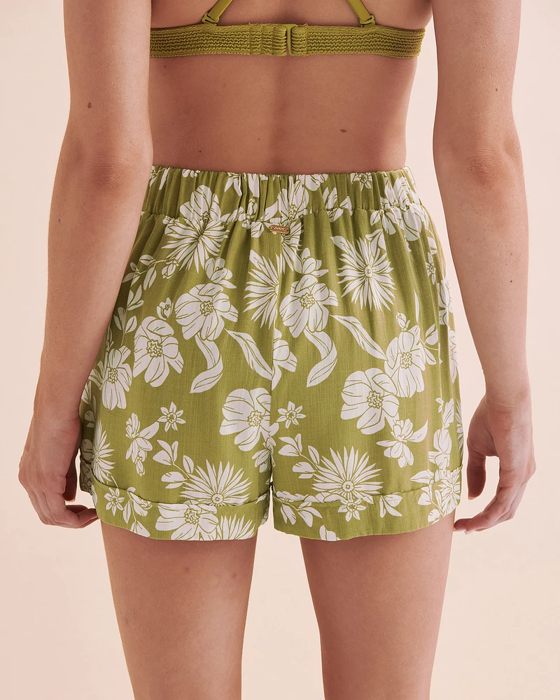 Short à taille élastique fleurs