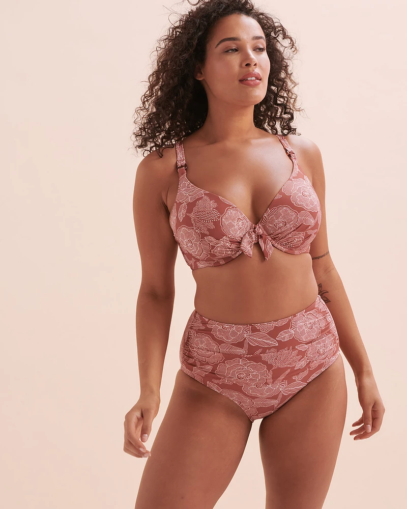 Marsala D Cup Plunge Bikini Top