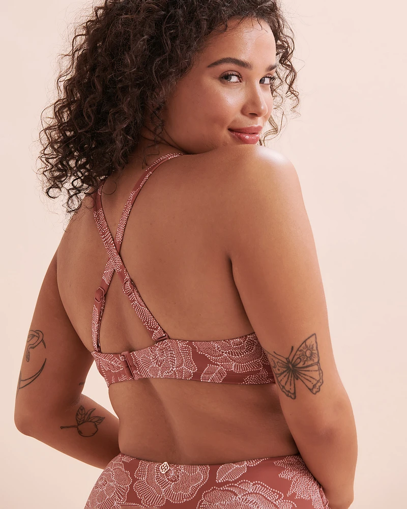 Marsala D Cup Plunge Bikini Top