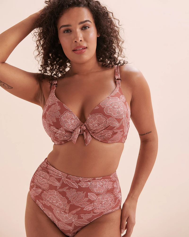 Marsala D Cup Plunge Bikini Top