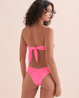 Taffy Pink Ribbed Bandeau Bikini Top