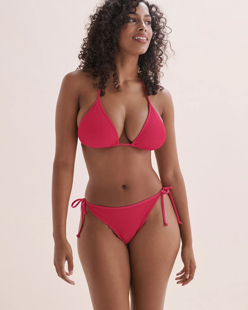 Sorbet Tiki Textured Side Tie Brazilian Bikini Bottom