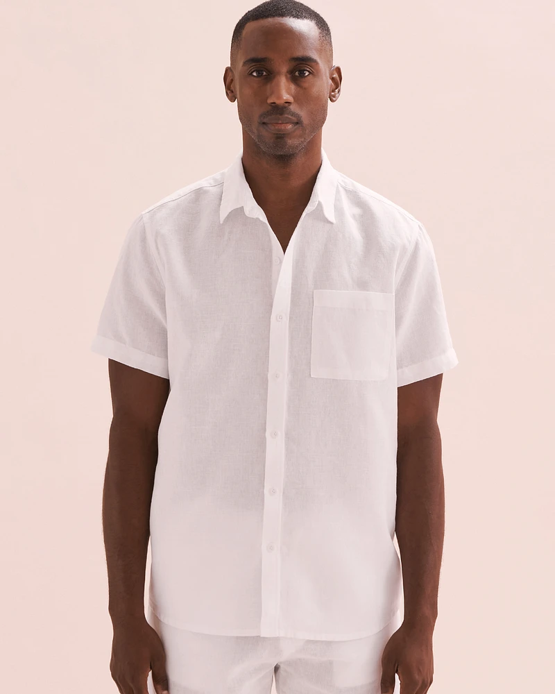 Linen Blend Short Sleeve Shirt