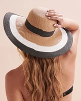 Three Tones Wide Brim Hat