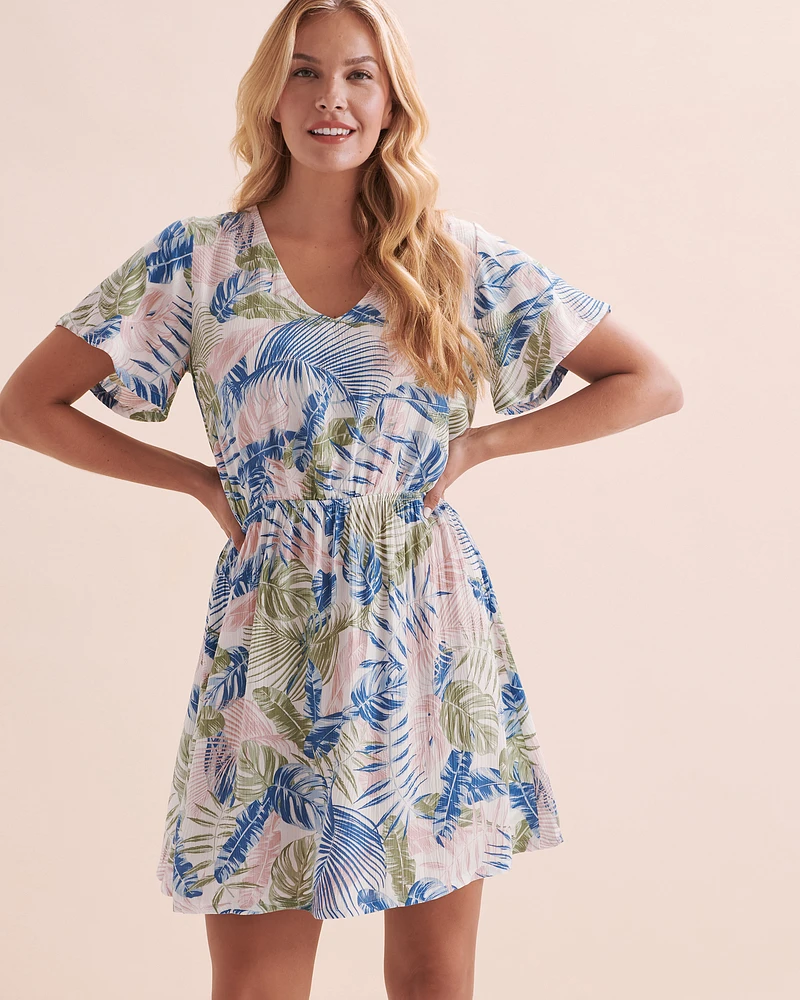 Robe courte imprimé tropical