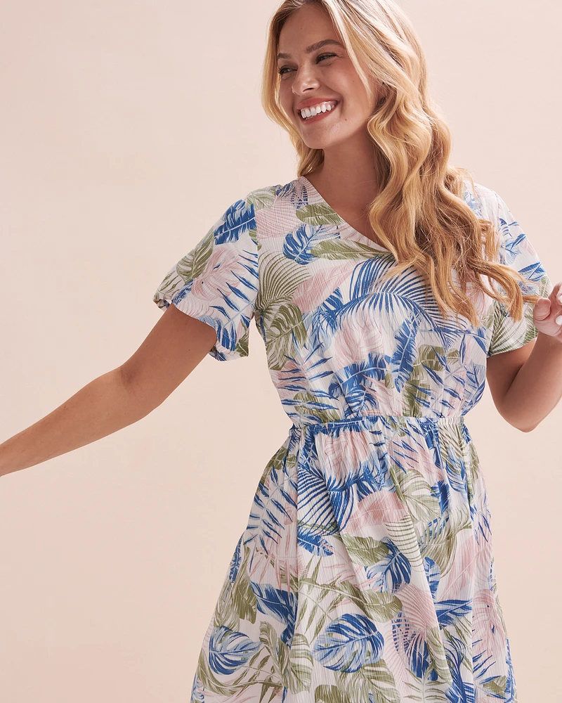 Robe courte imprimé tropical