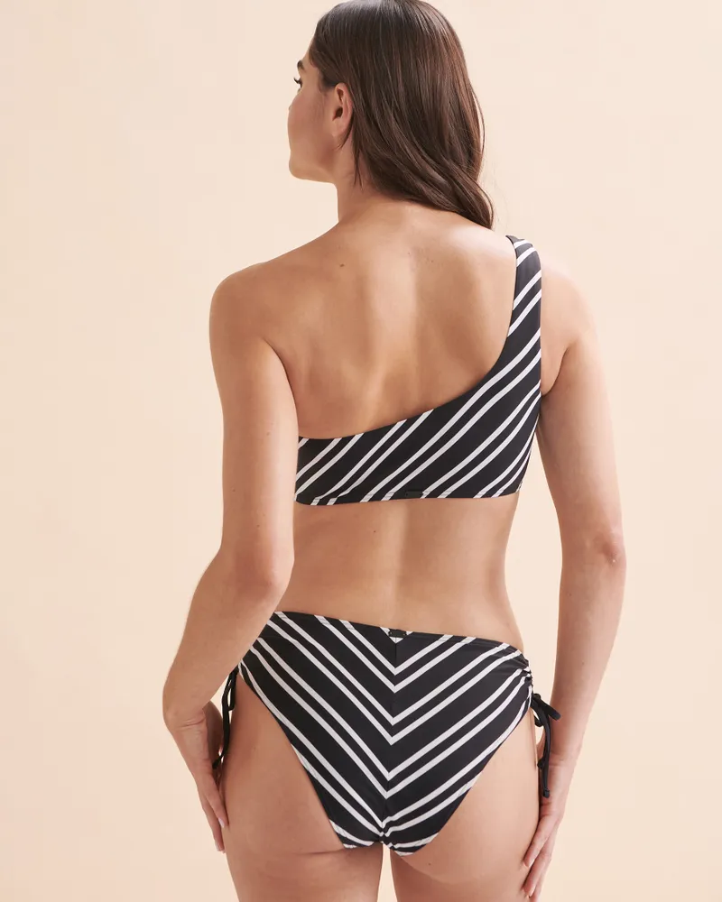 Stripes One Shoulder Bandeau Bikini Top