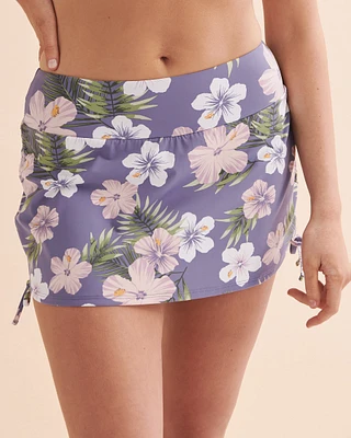 Bas de bikini jupe taille haute à fleurs tropicales