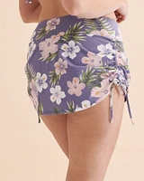 Bas de bikini jupe taille haute à fleurs tropicales