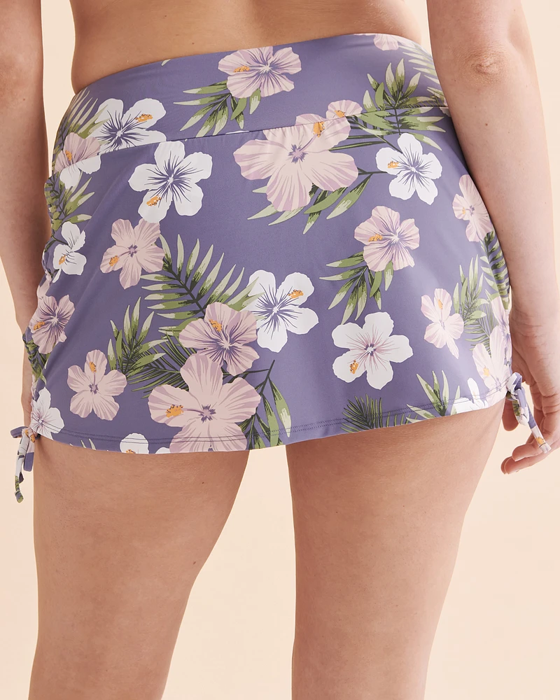 Bas de bikini jupe taille haute à fleurs tropicales