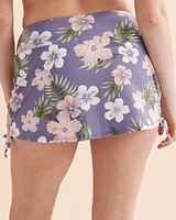 Bas de bikini jupe taille haute à fleurs tropicales