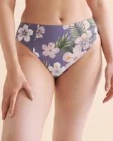 Grey Floral High Waist Bikini Bottom