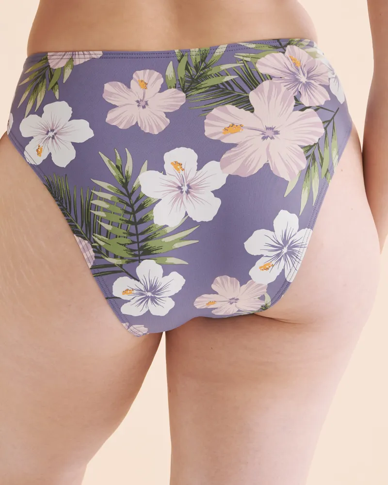 Grey Floral High Waist Bikini Bottom