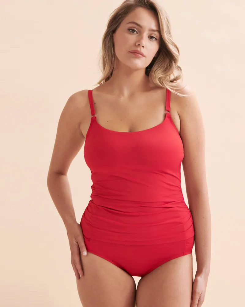 Solid Shirred Side High Waist Bikini Bottom