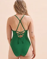 Green Island Crossed Back One-piece Swimsuit