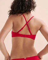 Haut de bikini plongeant rouge éclatant