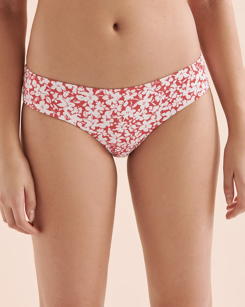 Bas de bikini cheeky fleurs rouges