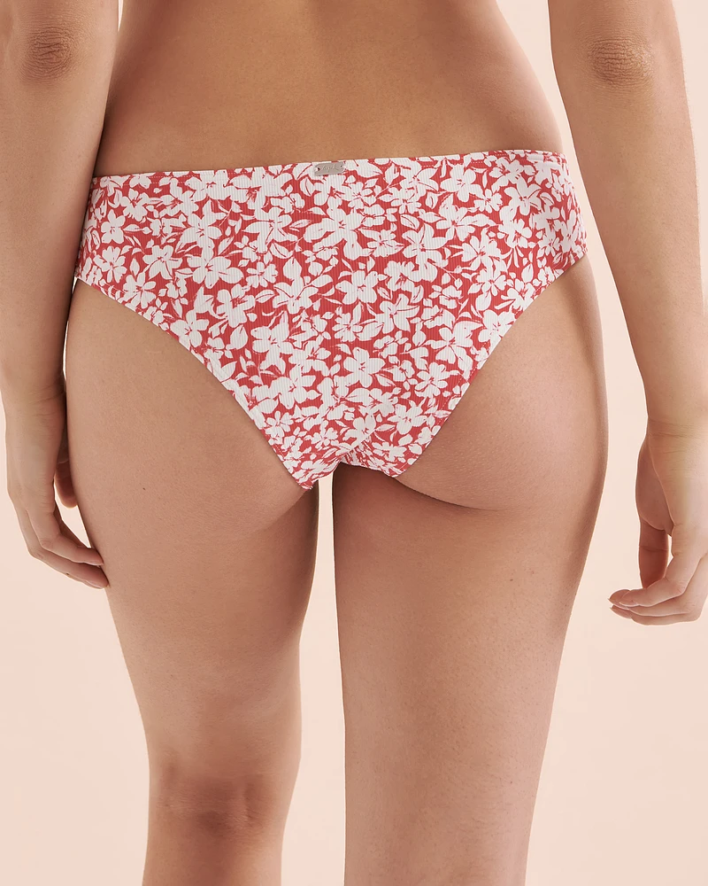 Bas de bikini cheeky fleurs rouges