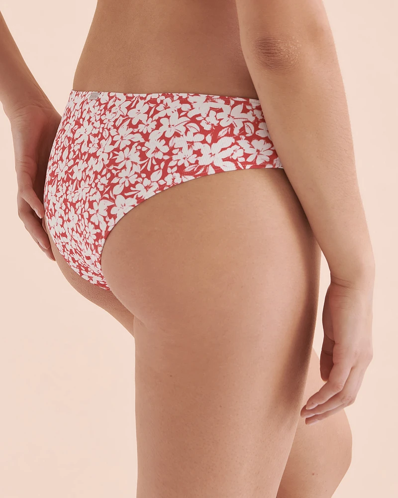 Bas de bikini cheeky fleurs rouges