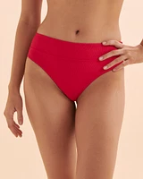 Bas de bikini brésilien taille haute rouge éclatant