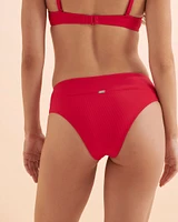 Bas de bikini brésilien taille haute rouge éclatant