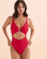 Bright Red Plunge One-piece Swimsuit