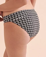 Black Geometric Foldover Waistband Bikini Bottom