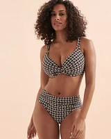 Black Geometric High Waist Bikini Bottom