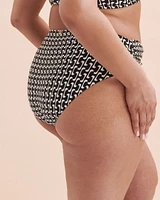 Black Geometric High Waist Bikini Bottom