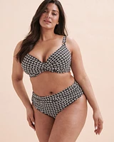 Bas de bikini taille haute Géométrique noir