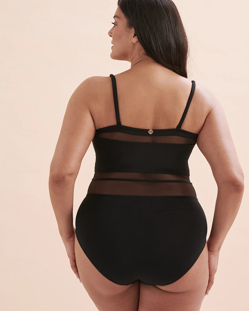 Maillot une-pièce bandeau à insertions de résille