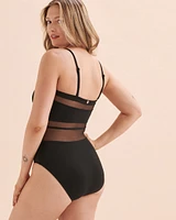 Mesh Inserts Bandeau One-piece Swimsuit