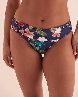 Bas de bikini aux hanches bande taille pliée Floral Fantasy