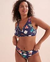 Bas de bikini aux hanches bande taille pliée Floral Fantasy