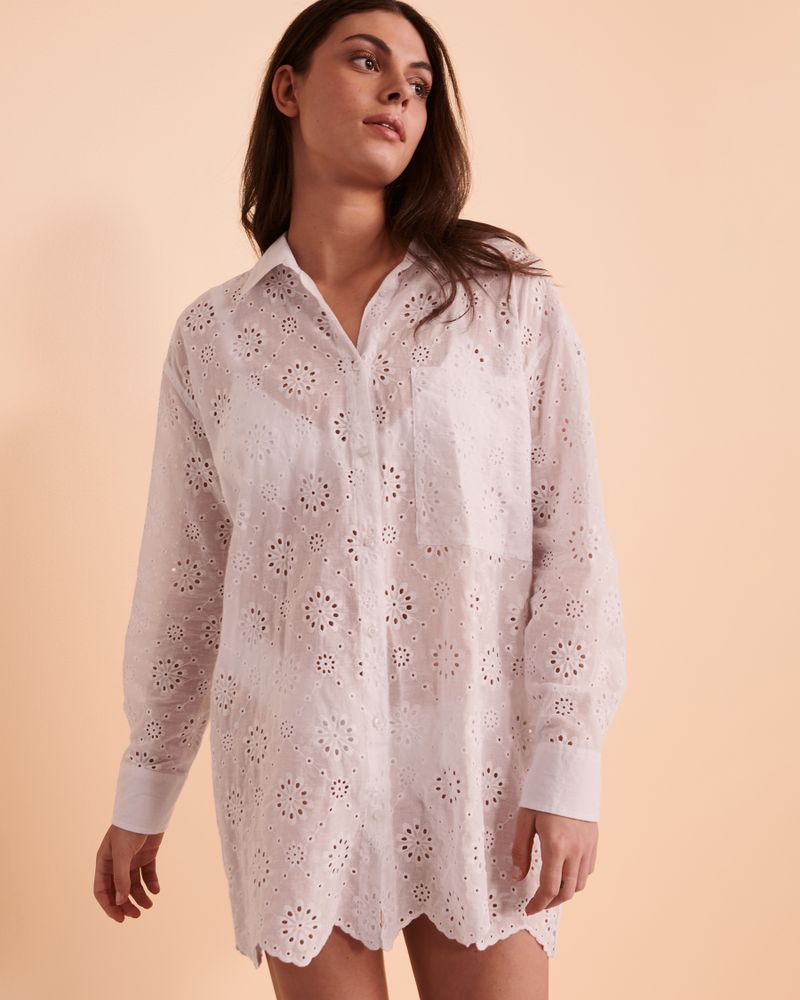 Eyelet Detail Oversized Shirt