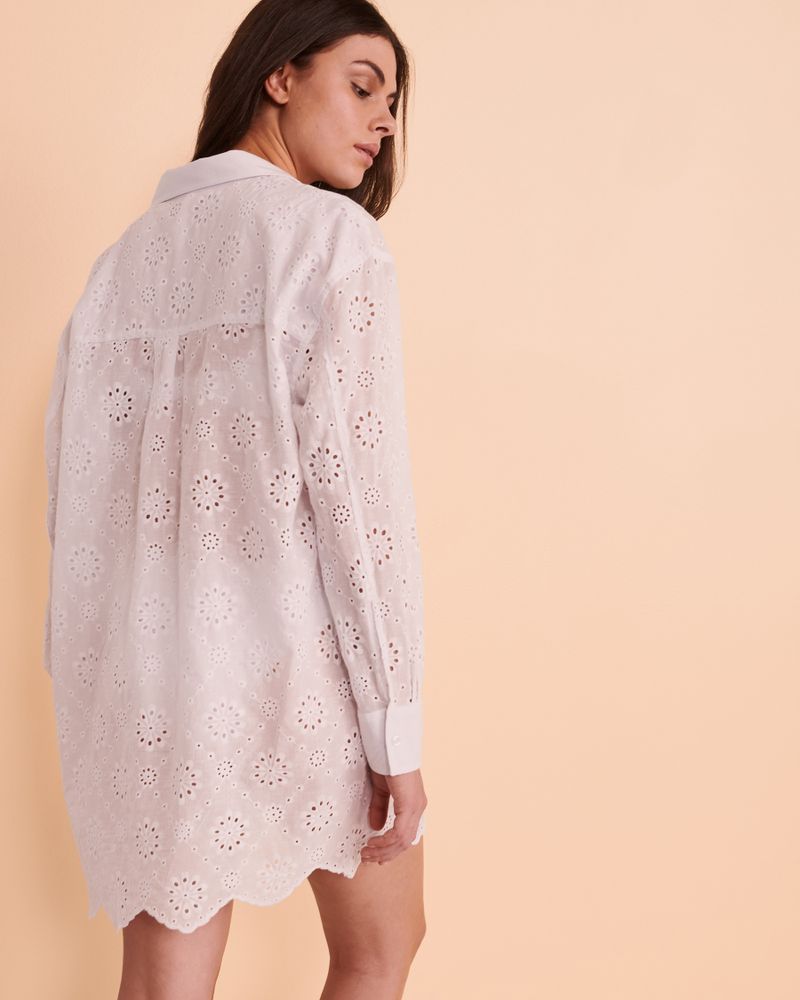 Eyelet Detail Oversized Shirt