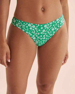 Bas de bikini côtelé échancré Ditsy Summer