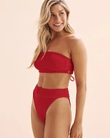 Textured Smocked Bandeau Bikini Top