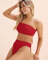Textured Smocked Bandeau Bikini Top
