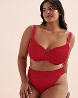 Haut de bikini plongeant bonnet D texturé à smocks