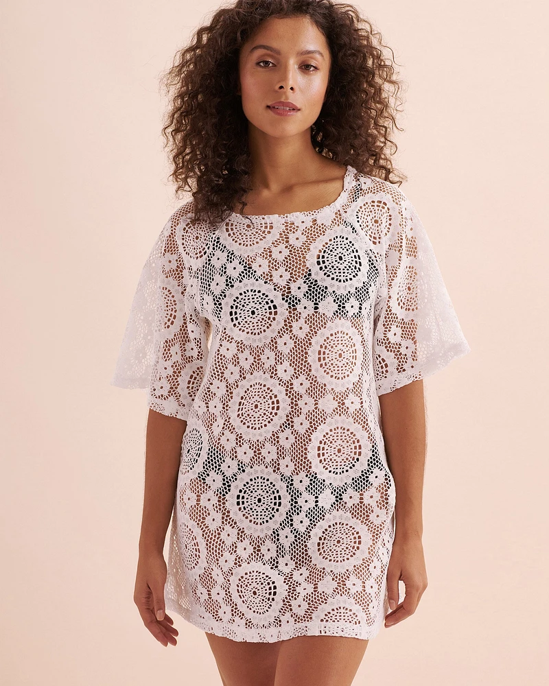 Bonbon Beach Crochet Long Sleeve Tunic