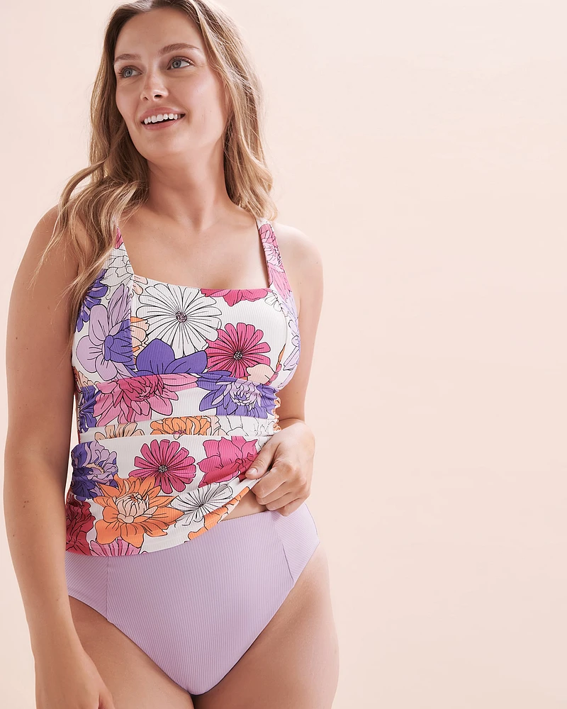 Floral Bloom Ribbed Tankini Top