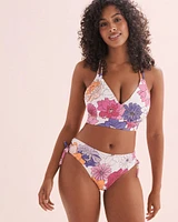 Floral Bloom Ribbed D Cup Bralette Bikini Top