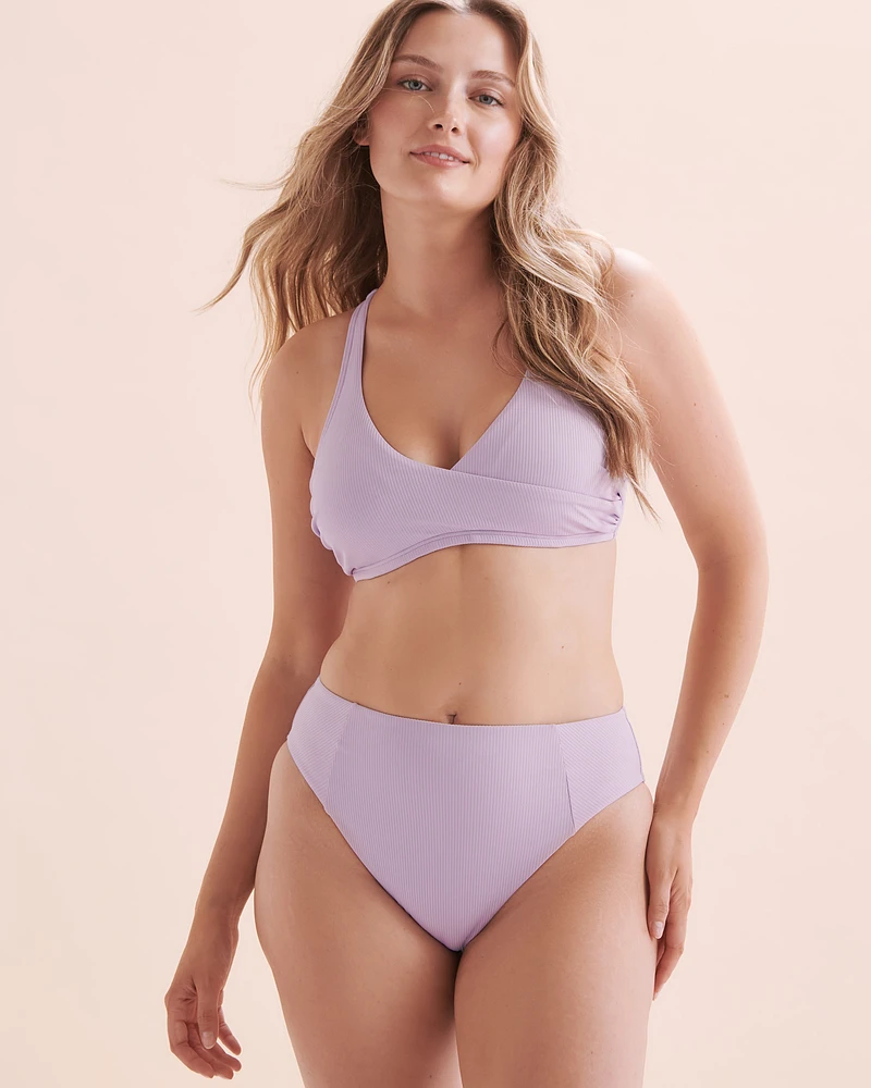 Bas de bikini brésilien taille haute côtelé Lavender