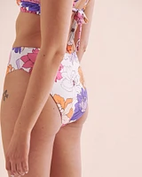 Floral Bloom Ribbed High Waist Brazilian Bikini Bottom