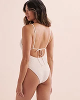 Crochet Deep V-neck One-piece Swimsuit