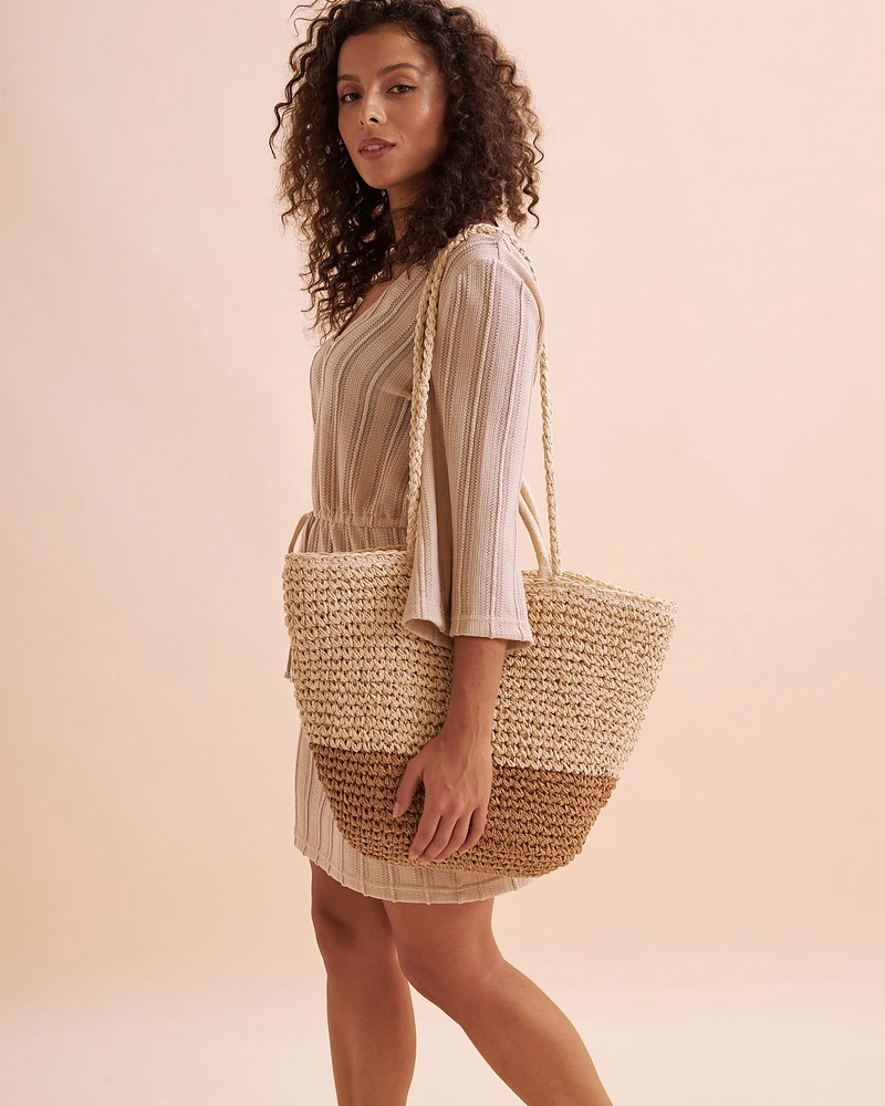 Two-tone Straw Bag