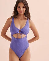 Jacquard Cut-out One-piece Swimsuit