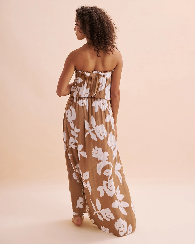 Robe longue sans manches à fleurs